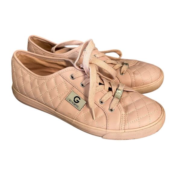 Guess Pink Faux Leather Quilted Sneakers Women's Size 10 Preppy Casual - Picture 1 of 5